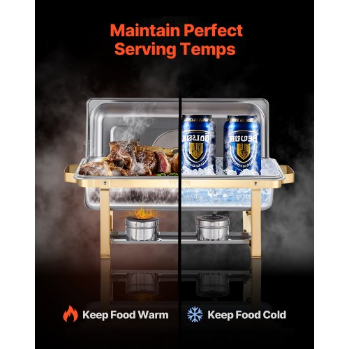 8 Qt 4-pack rectangle chafing dish buffet set full size pan stainless steel | EU