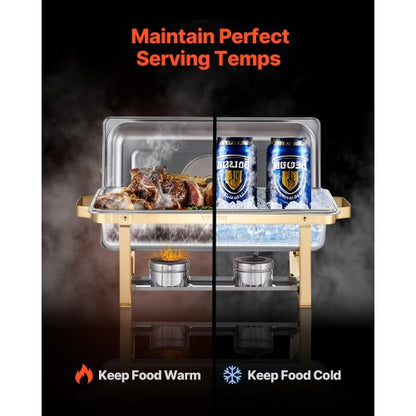 8 Qt 4-pack rectangle chafing dish buffet set full size pan stainless steel | EU