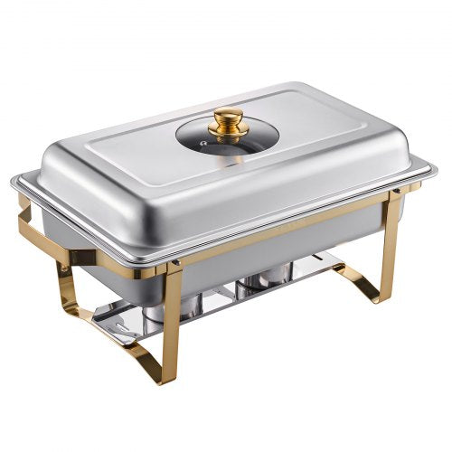 8 Qt 4-pack rectangle chafing dish buffet set full size pan stainless steel | EU