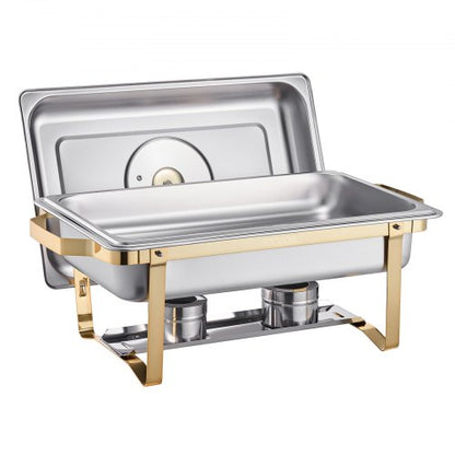 8 Qt 4-pack rectangle chafing dish buffet set full size pan stainless steel | EU