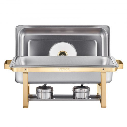 8 Qt 4-pack rectangle chafing dish buffet set full size pan stainless steel | EU