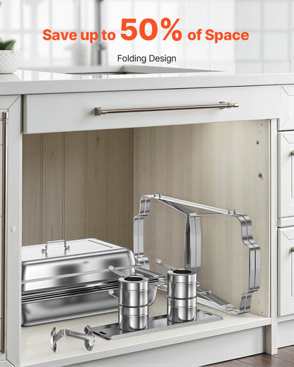 8 Qt 2-pack rectangle chafing dish buffet set full size pan stainless steel