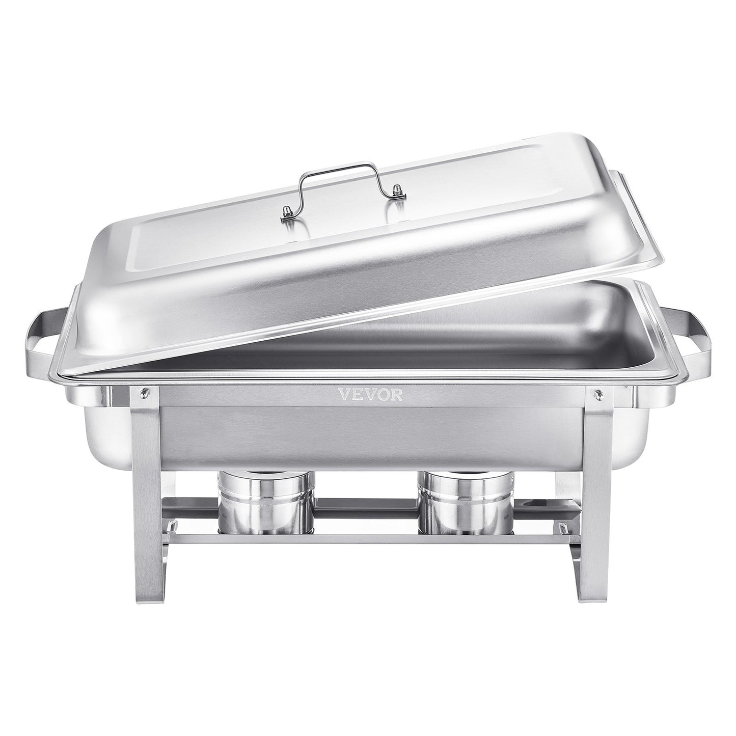 Chafing Dish Buffet Set, 8 Qt 2 Pack, Stainless Steel Chafer with 2 Full Size Pans, Rectangle Catering Warmer Server with Lid Water Pan Stand Fuel Holder, for Weddings Parties Banquets, Silver