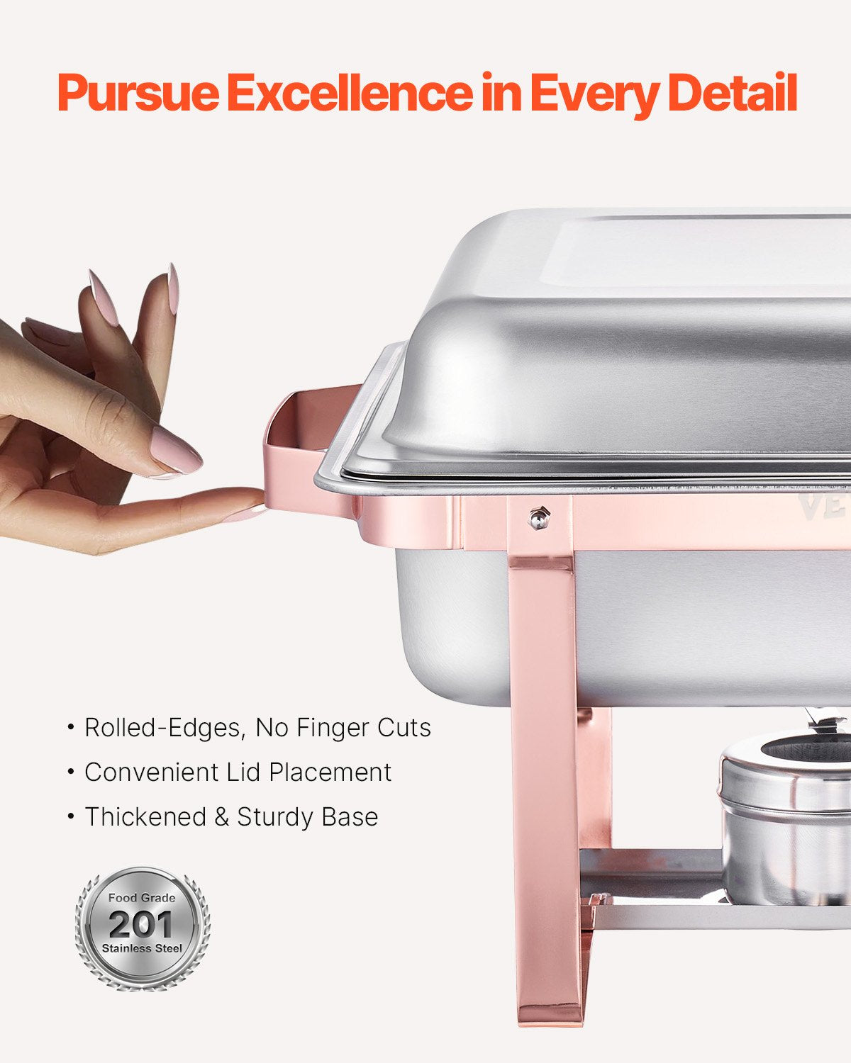 8 Qt 2-pack rectangle chafing dish buffet set full size pan stainless steel