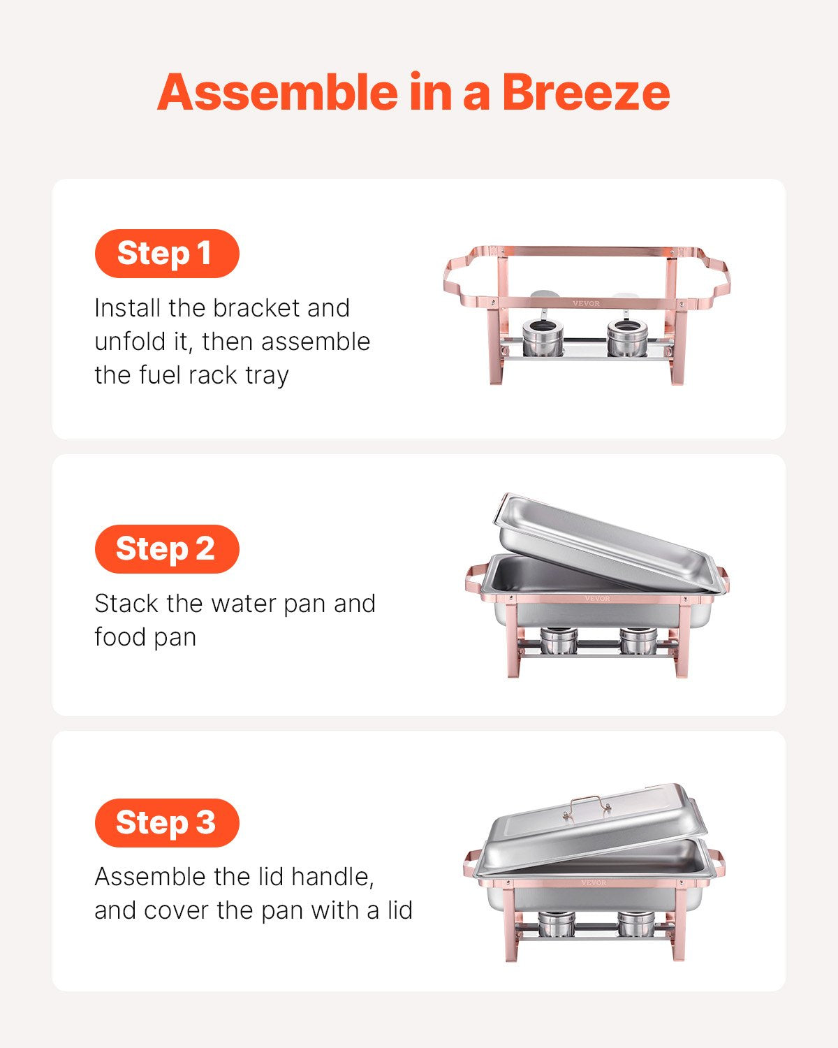 8 Qt 2-pack rectangle chafing dish buffet set full size pan stainless steel