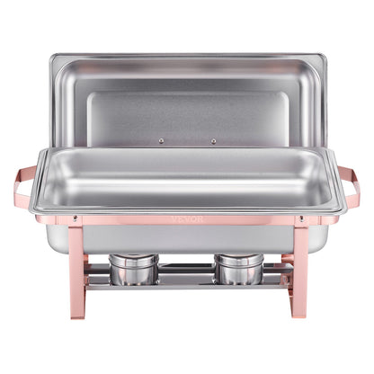 8 Qt 2-pack rectangle chafing dish buffet set full size pan stainless steel