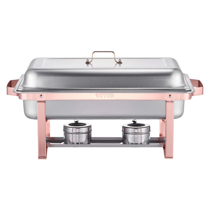 8 Qt 2-pack rectangle chafing dish buffet set full size pan stainless steel