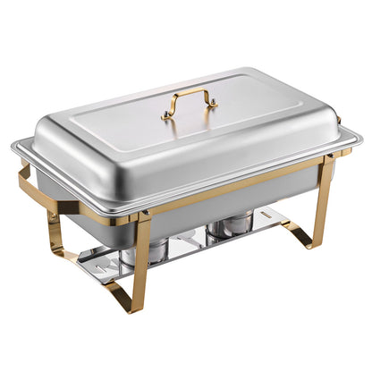8 Qt 4-Pack Rectangle Chafing Dish Buffet Set in Full and Half Size