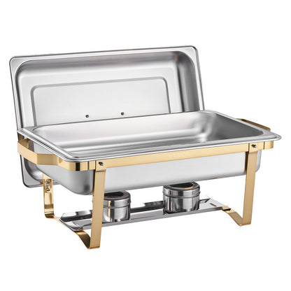 8 Qt 4-Pack Rectangle Chafing Dish Buffet Set in Full and Half Size