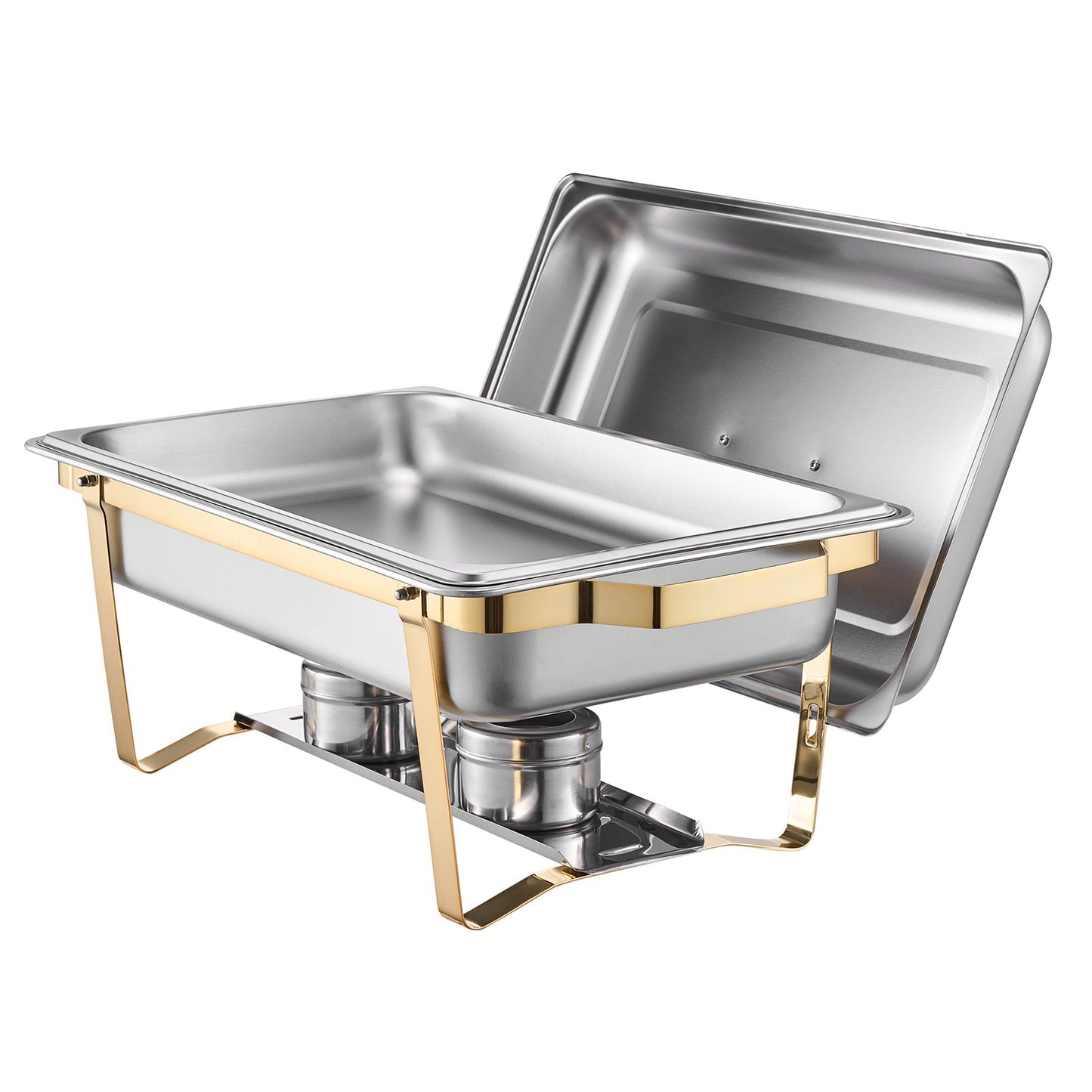 8 Qt 4-Pack Rectangle Chafing Dish Buffet Set in Full and Half Size