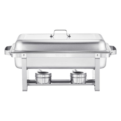 8 Qt 4-pack rectangle chafing dish buffet set full size pan stainless steel