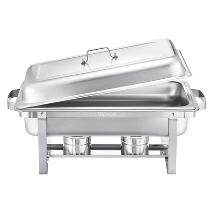 8 Qt 4-pack rectangle chafing dish buffet set full size pan stainless steel