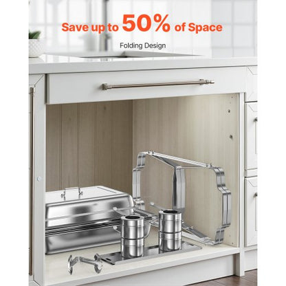 8 Qt 6-Pack Rectangular Warming Dish Buffet Set Full-Size Stainless Steel Pan | EU