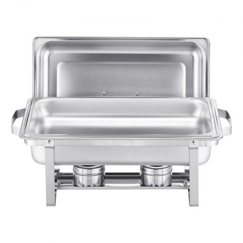 8 Qt 6-Pack Rectangular Warming Dish Buffet Set Full-Size Stainless Steel Pan | EU