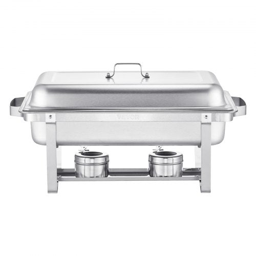 8 Qt 6-Pack Rectangular Warming Dish Buffet Set Full-Size Stainless Steel Pan | EU