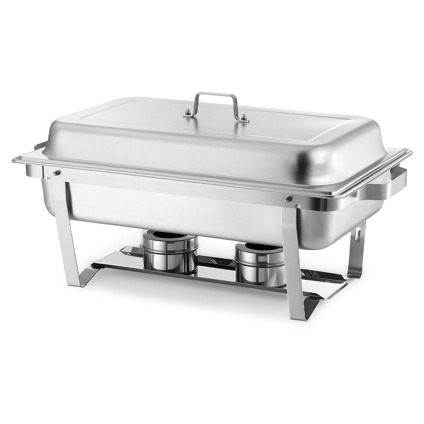 Rectangle Chafing Dish, 9 Qt 2 Pack Stainless Steel Chafing Dish, Food Warmer Chafer Complete Set with Hollow Handle, 1 Food Tongs, Lid, Fuel Holder, Chafer Dishes for Banquet Party Wedding