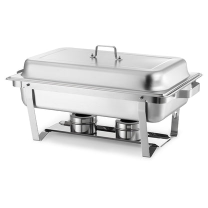 Rectangle Chafing Dish, 9 Qt 2 Pack Stainless Steel Chafing Dish, Food Warmer Chafer Complete Set with Hollow Handle, 1 Food Tongs, Lid, Fuel Holder, Chafer Dishes for Banquet Party Wedding