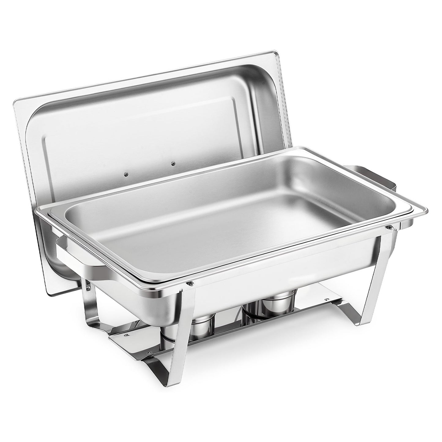 Rectangle Chafing Dish, 9 Qt 2 Pack Stainless Steel Chafing Dish, Food Warmer Chafer Complete Set with Hollow Handle, 1 Food Tongs, Lid, Fuel Holder, Chafer Dishes for Banquet Party Wedding