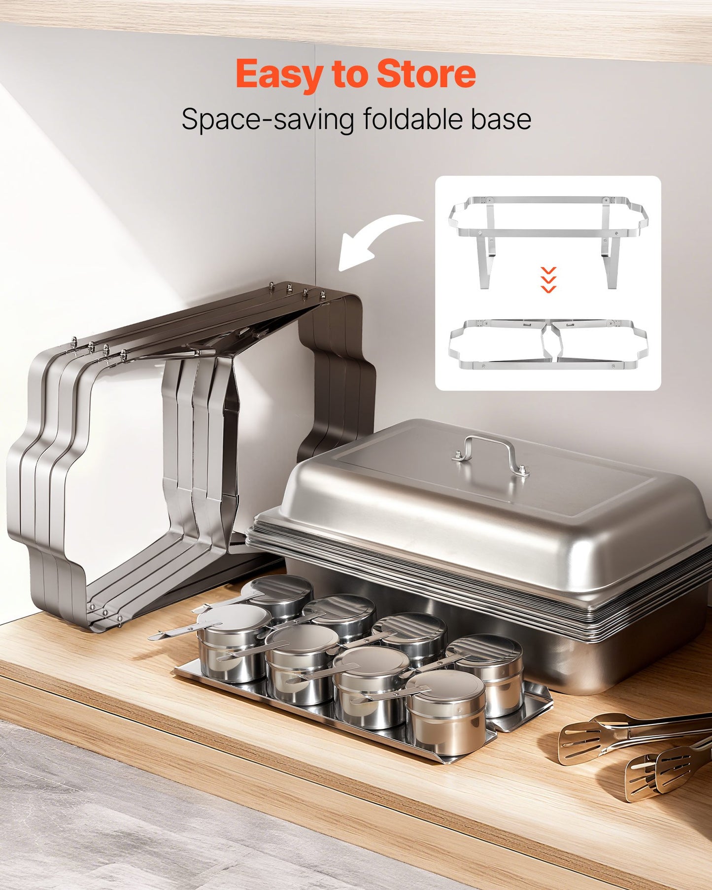 Rectangle Chafing Dish, 9 Qt 4 Pack Stainless Steel Chafing Dish, Food Warmer Chafer Complete Set with Hollow Handle, 2 Food Tongs, Lid, Fuel Holder, Chafer Dishes for Banquet Party Wedding