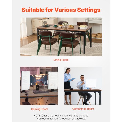 71 inch rectangular wooden dining table, kitchen table for 6-8 people (table only) | EU