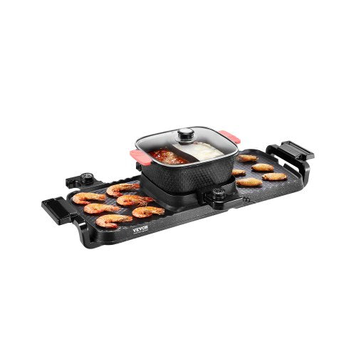 Hot Pot mit Grill 2300 W 2-in-1 elektrischer rauchfreier Grill mit abnehmbarer Kochplatte | EU