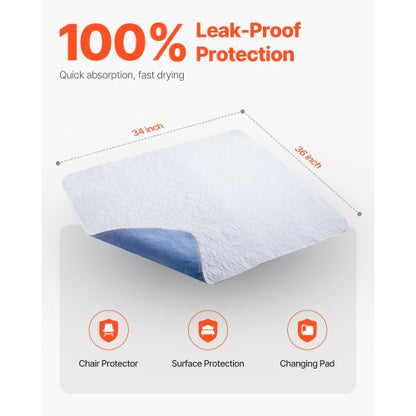 Tvättbara underlägg 34" x 36" Inkontinensbädd 10-pack Sängvätningsdyna |  EU