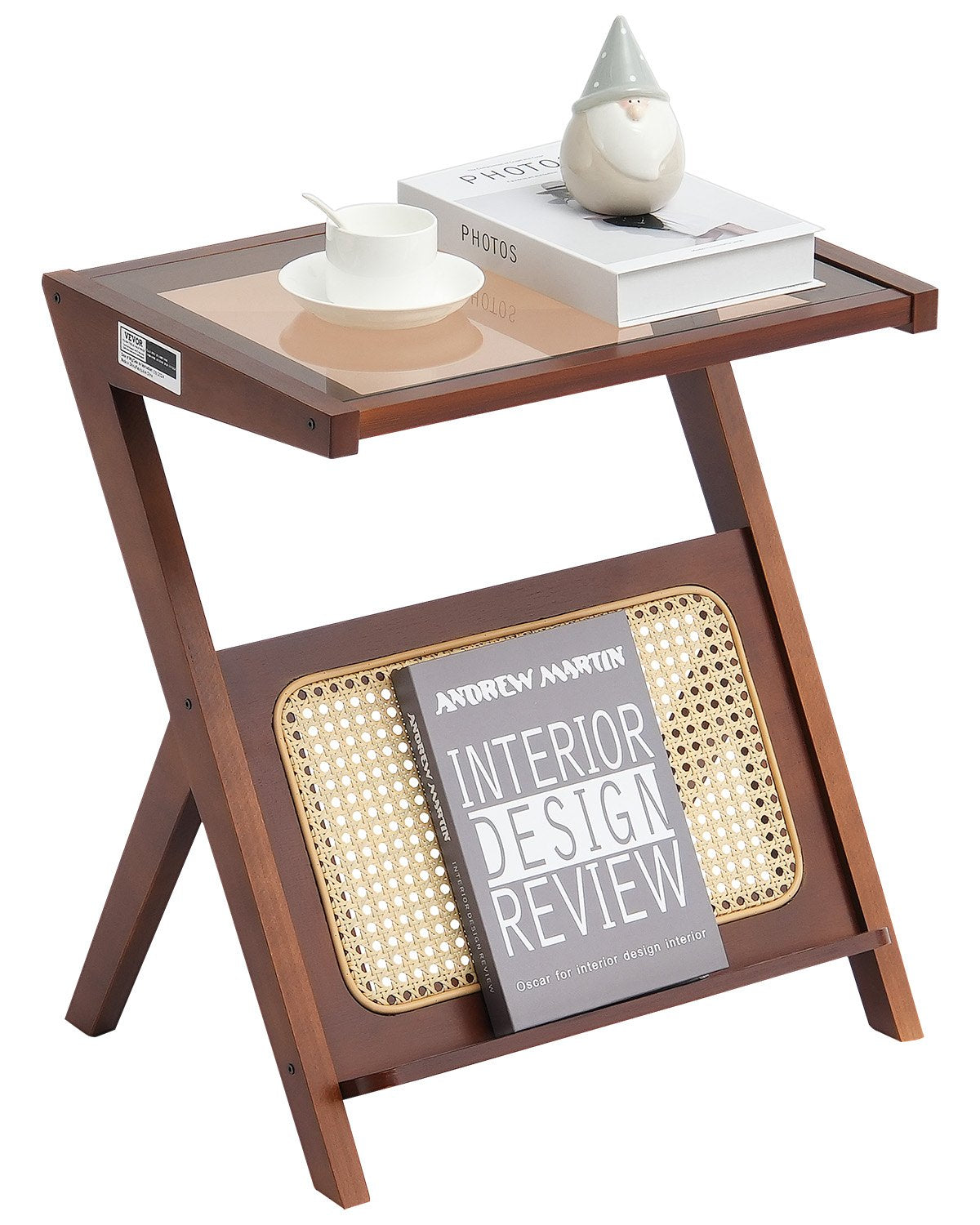 Rattan-Couchtisch, Z-förmiger Rattan-Couchtisch mit 1 Etage für das Wohnzimmer