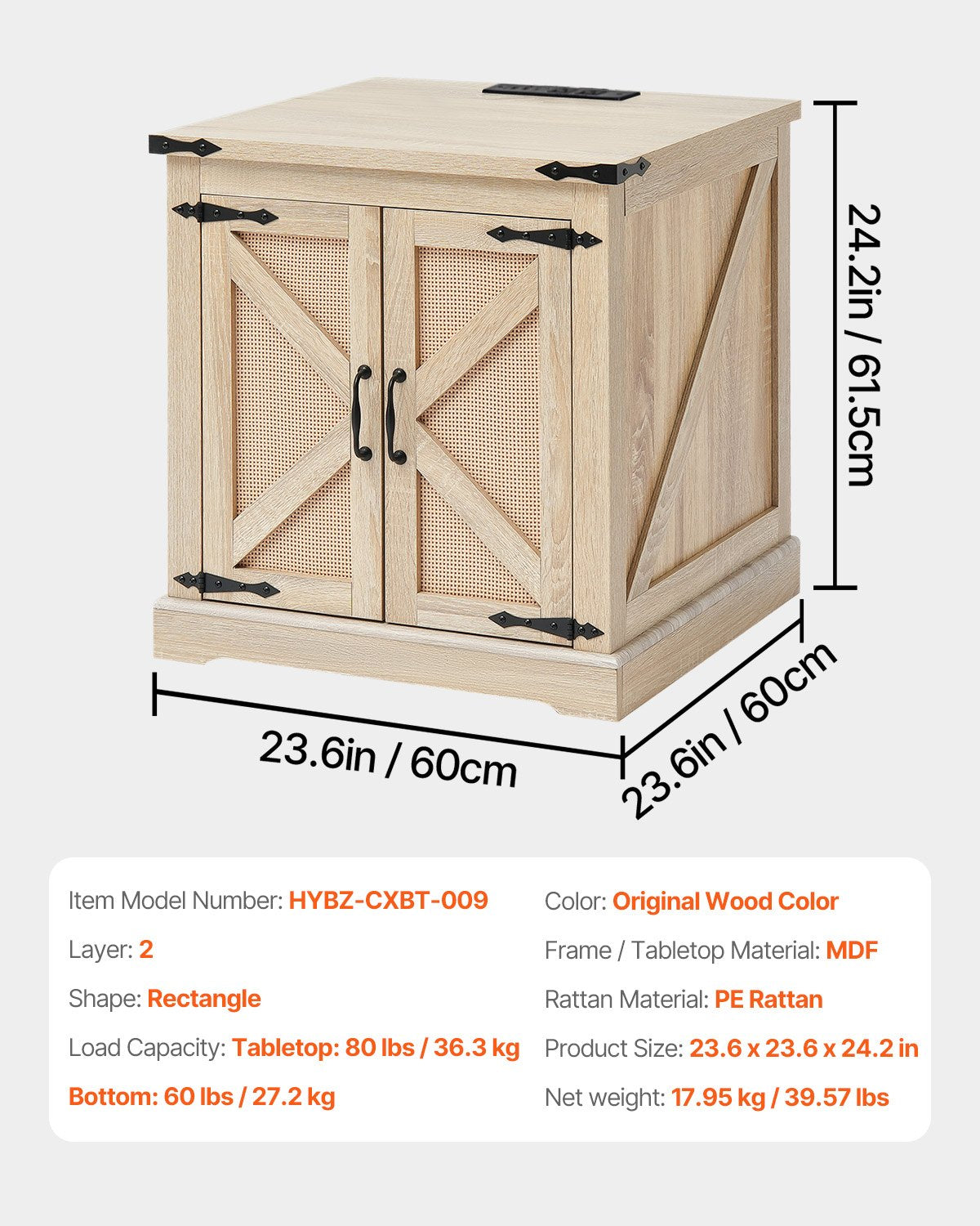 Rattan-Couchtisch, rechteckig, Rattan-Couchtisch mit 2 Ebenen für das Wohnzimmer