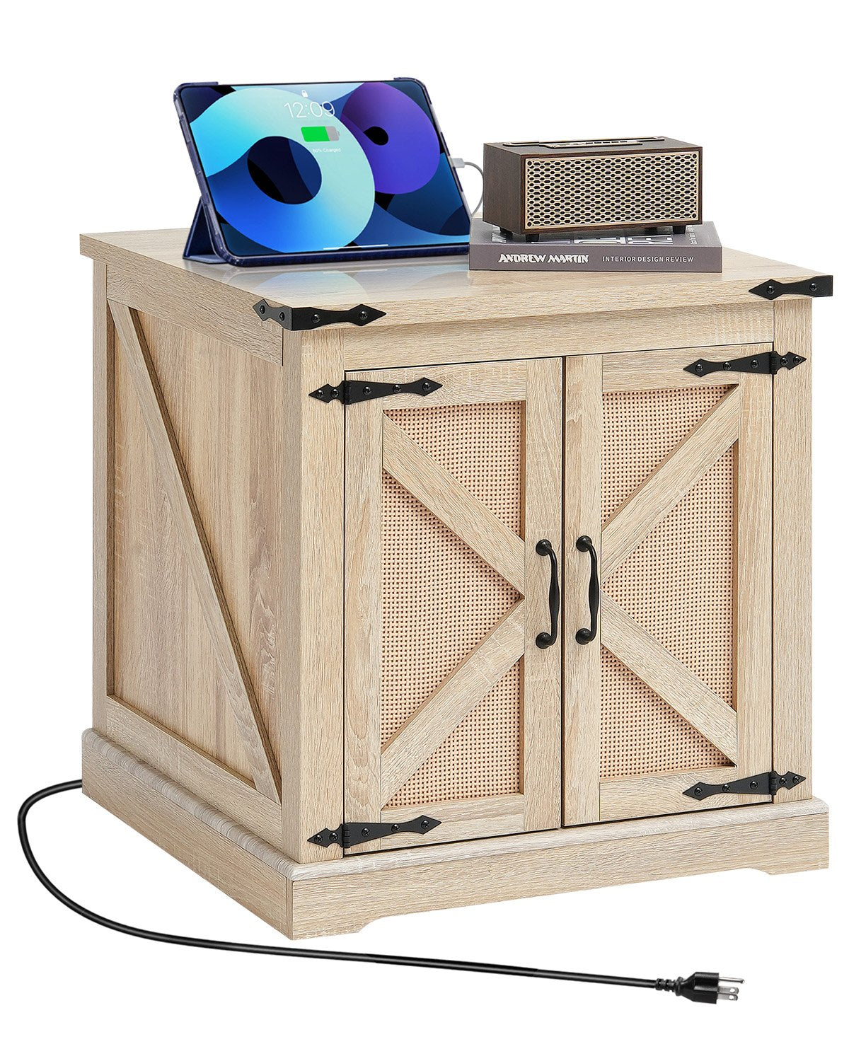 Rattan-Couchtisch, rechteckig, Rattan-Couchtisch mit 2 Ebenen für das Wohnzimmer