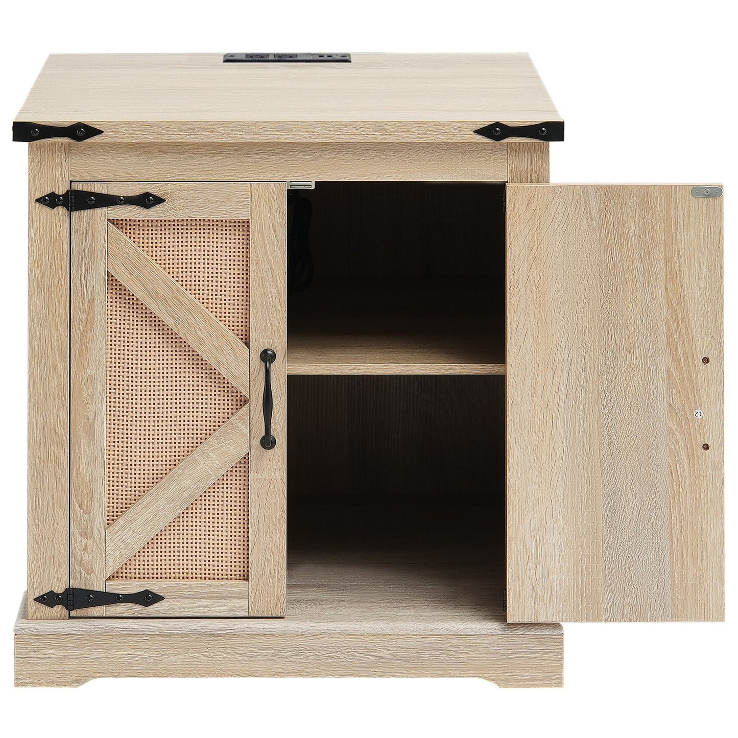 Rattan-Couchtisch, rechteckig, Rattan-Couchtisch mit 2 Ebenen für das Wohnzimmer