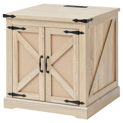 Rattan-Couchtisch, rechteckig, Rattan-Couchtisch mit 2 Ebenen für das Wohnzimmer