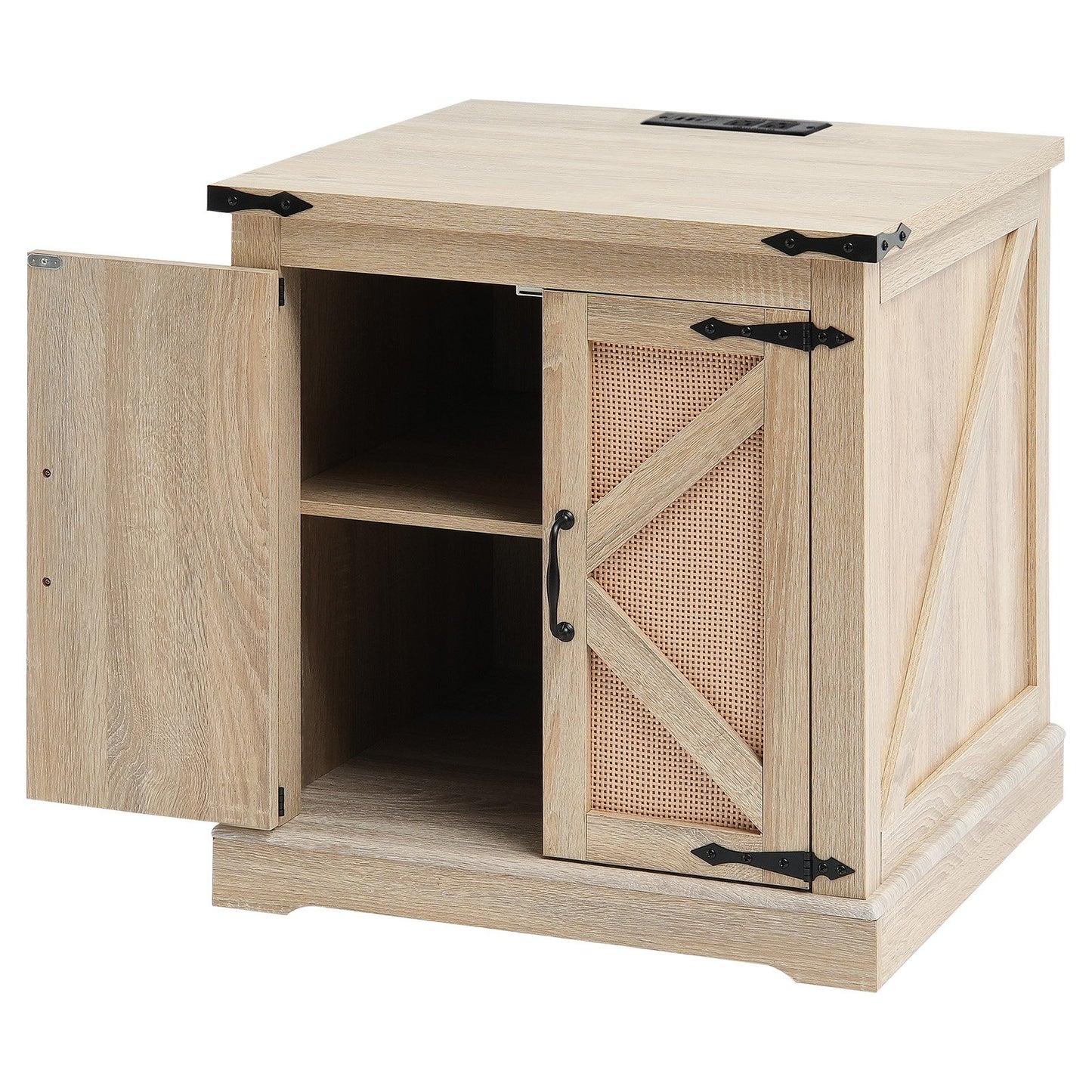 Rattan-Couchtisch, rechteckig, Rattan-Couchtisch mit 2 Ebenen für das Wohnzimmer