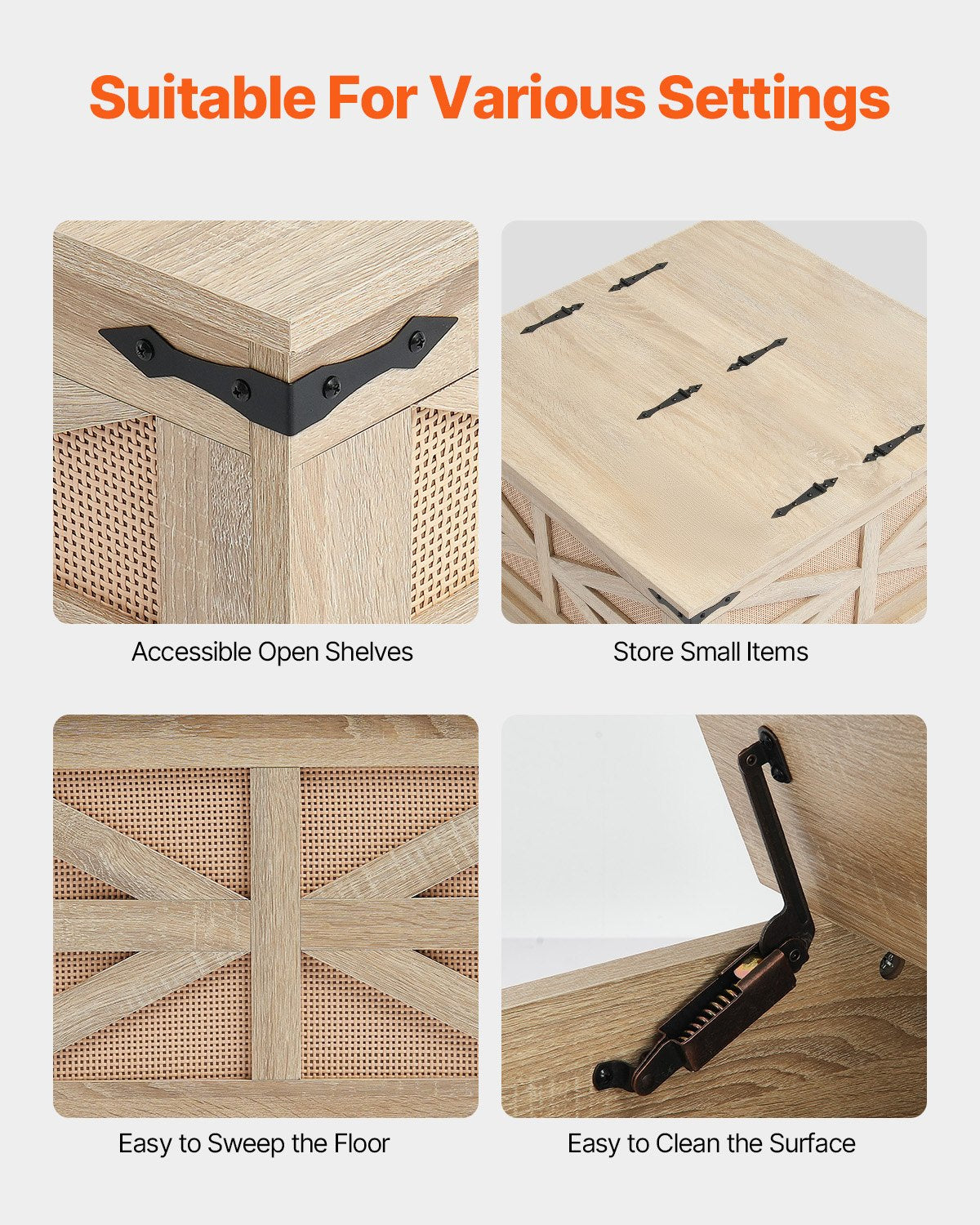 Rattan-Couchtisch, rechteckig, Rattan-Couchtisch mit 2 Ebenen für das Wohnzimmer