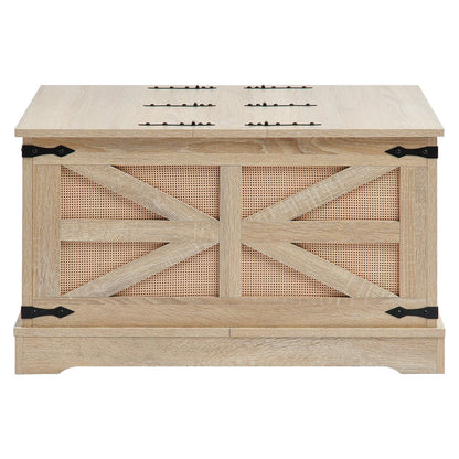 Rattan-Couchtisch, rechteckig, Rattan-Couchtisch mit 2 Ebenen für das Wohnzimmer