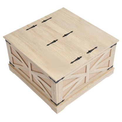 Rattan-Couchtisch, rechteckig, Rattan-Couchtisch mit 2 Ebenen für das Wohnzimmer