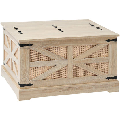 Rattan-Couchtisch, rechteckig, Rattan-Couchtisch mit 2 Ebenen für das Wohnzimmer