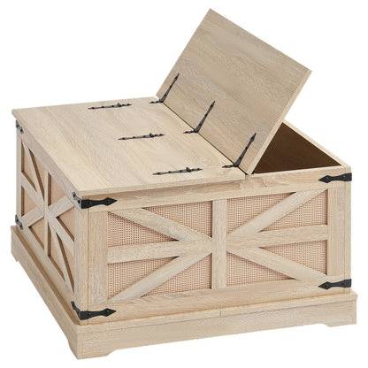 Rattan-Couchtisch, rechteckig, Rattan-Couchtisch mit 2 Ebenen für das Wohnzimmer