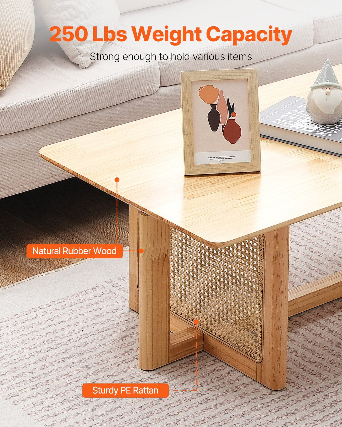 Rotting Soffbord Rektangel Rotting Soffbord 1-vånings för vardagsrum