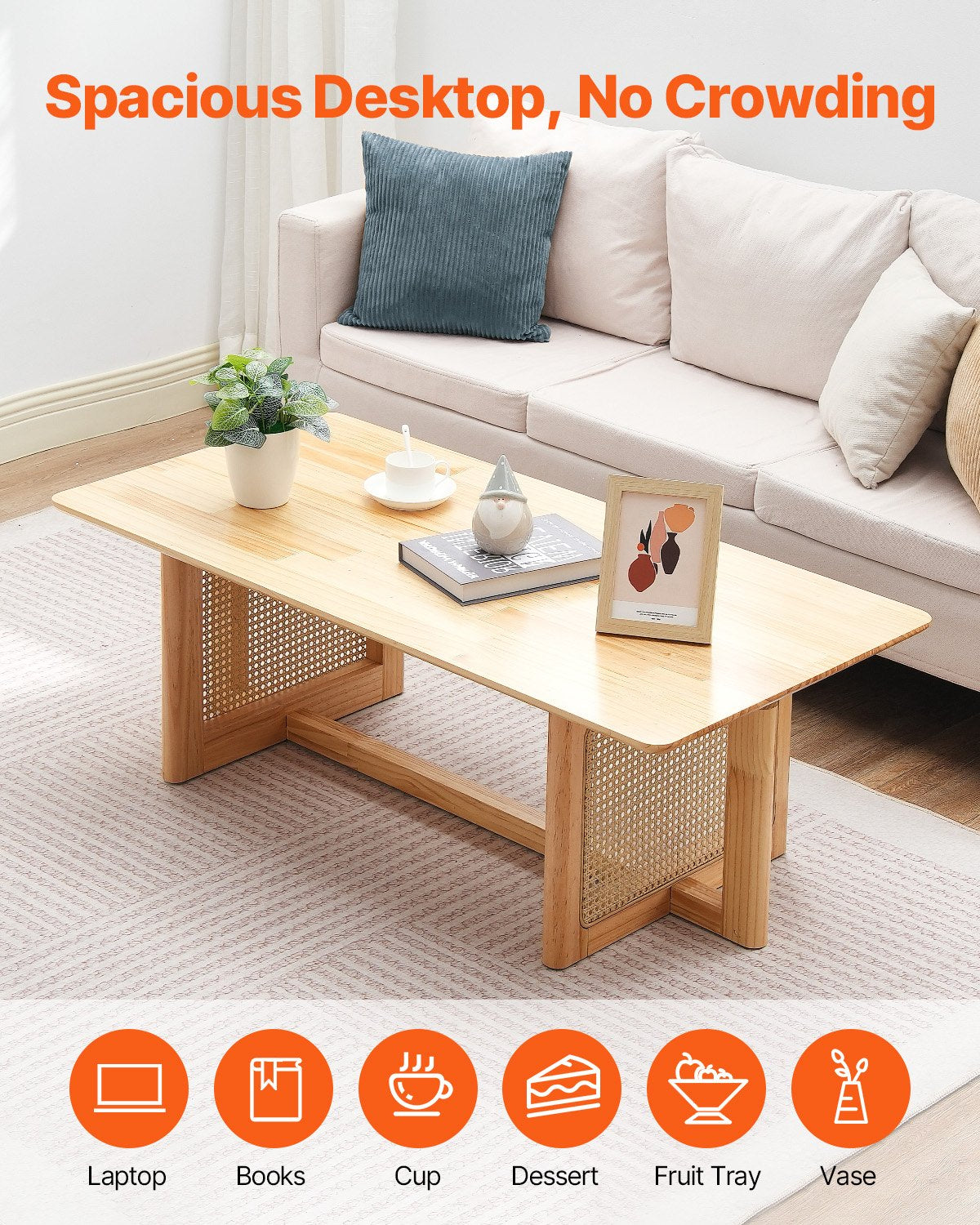 Rotting Soffbord Rektangel Rotting Soffbord 1-vånings för vardagsrum