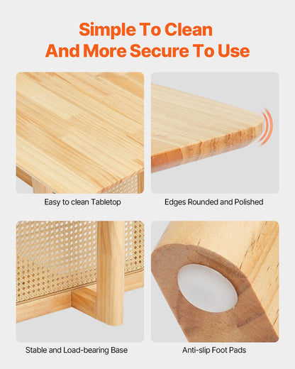 Rotting Soffbord Rektangel Rotting Soffbord 1-vånings för vardagsrum