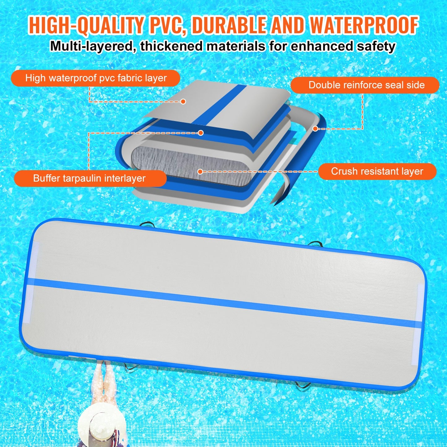 10FT Air Track Aufblasbare Training Tumbling Gymnastik Gym Matte mit Pumpe