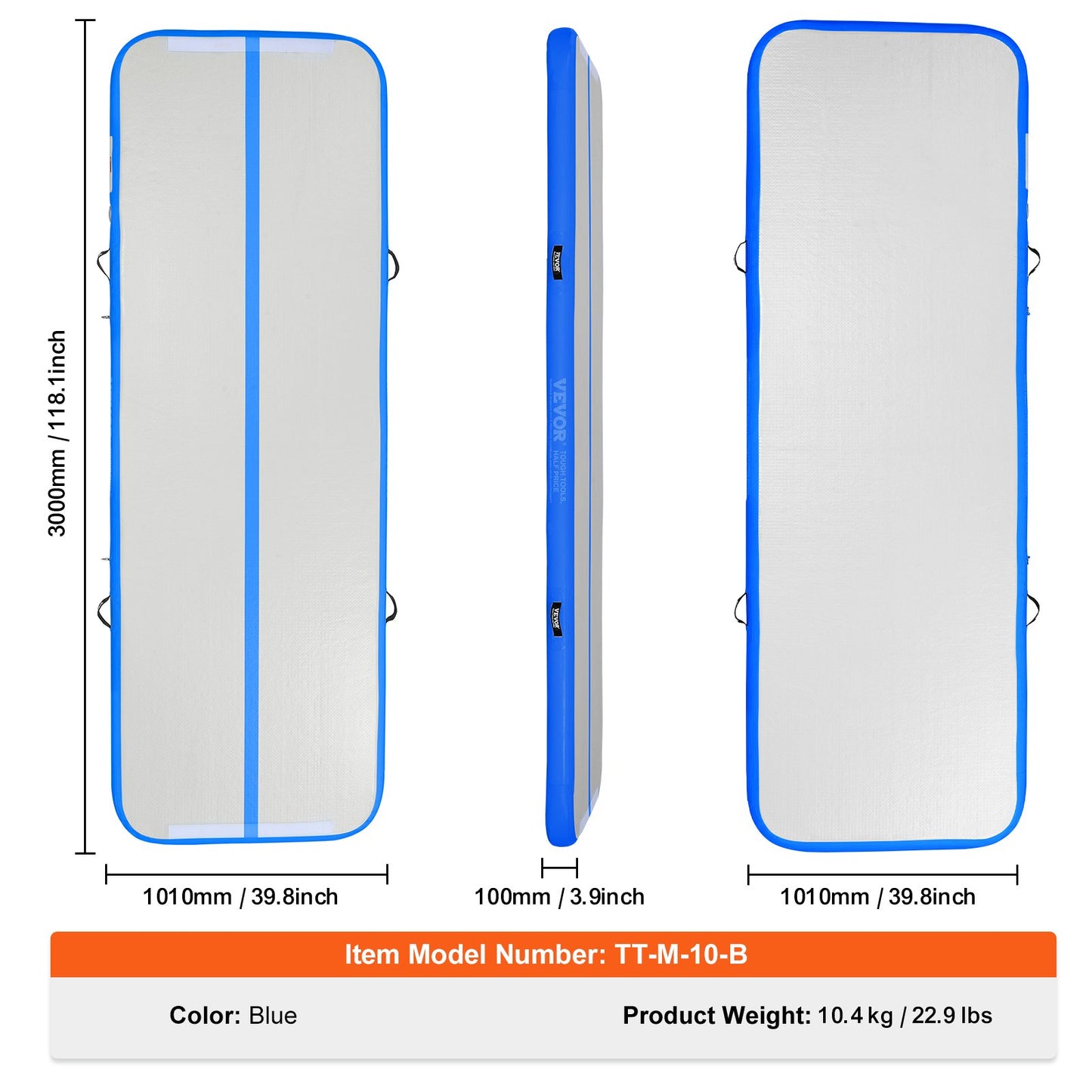 10FT Air Track Aufblasbare Training Tumbling Gymnastik Gym Matte mit Pumpe