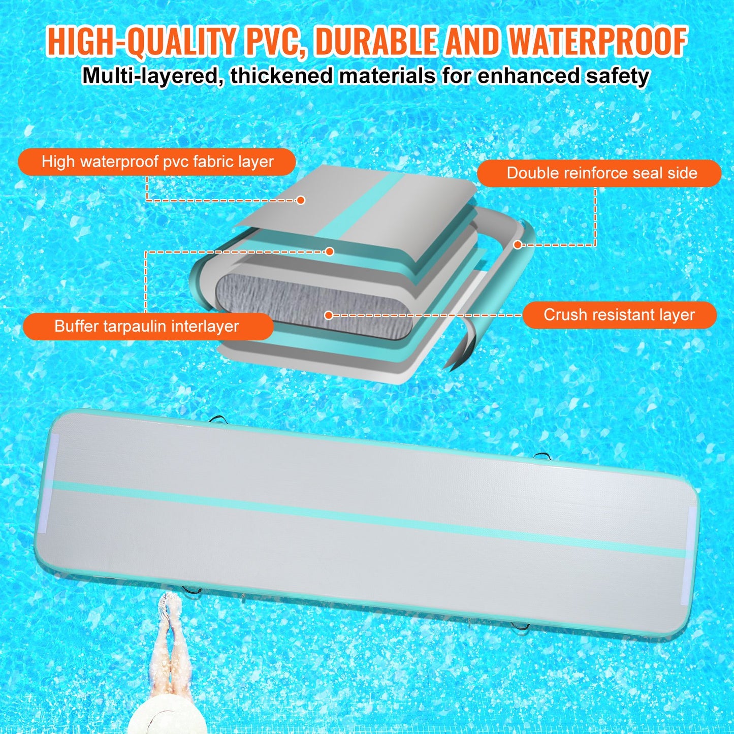 13FT Air Track Aufblasbare Training Tumbling Gymnastik Gym Matte mit Pumpe