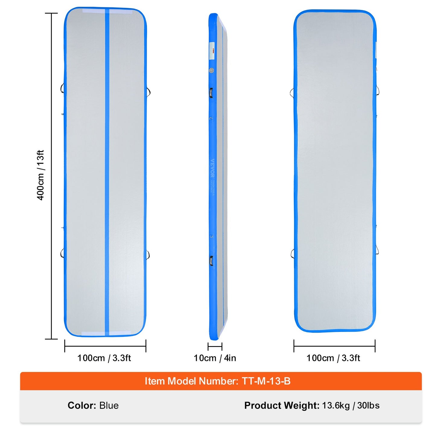 13FT Air Track Uppblåsbar träning Tumbling Gymnastik Gymmatta med pump