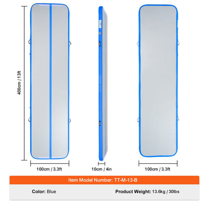 13FT Air Track Uppblåsbar träning Tumbling Gymnastik Gymmatta med pump