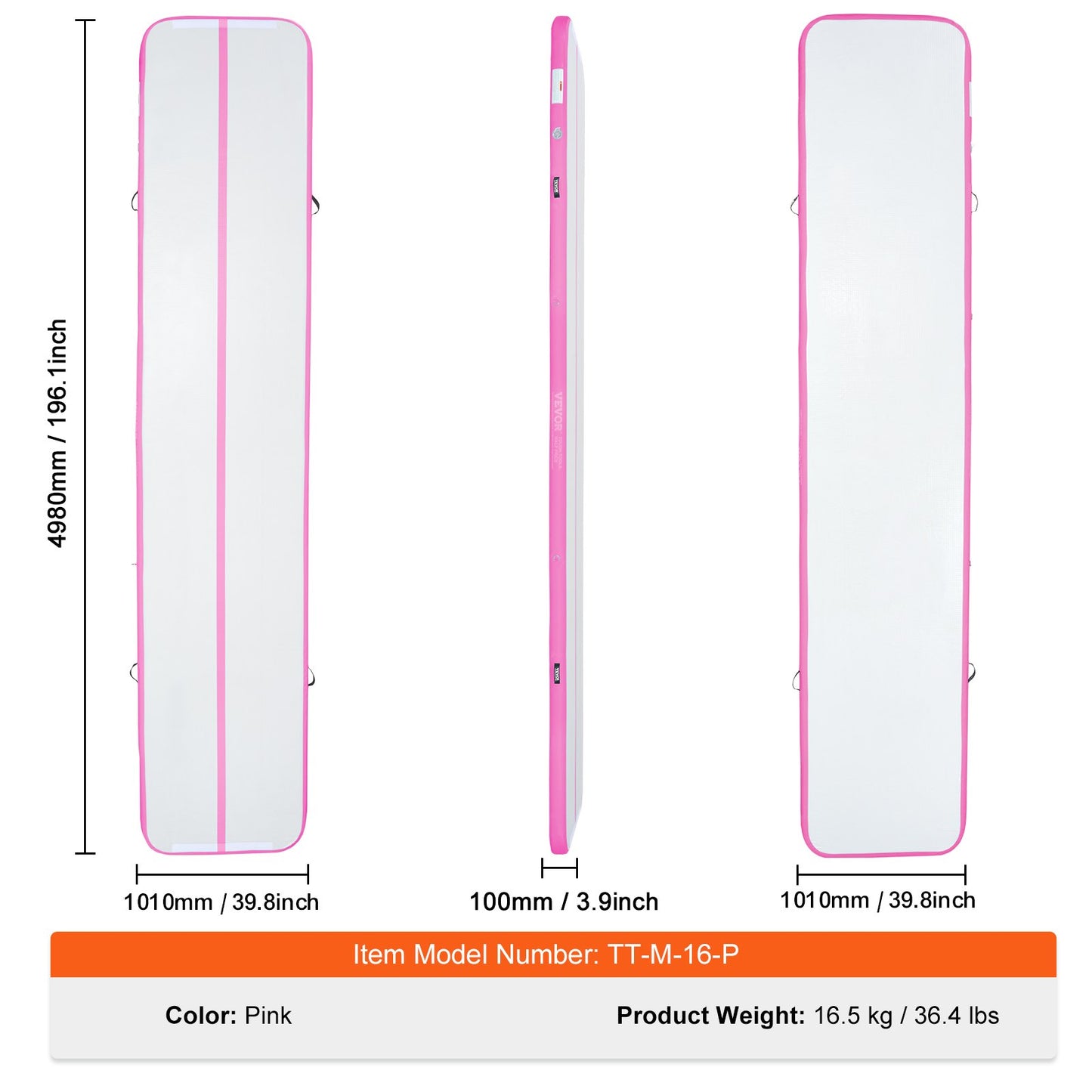 16FT Air Track Aufblasbare Training Tumbling Gymnastik Gym Matte mit Pumpe
