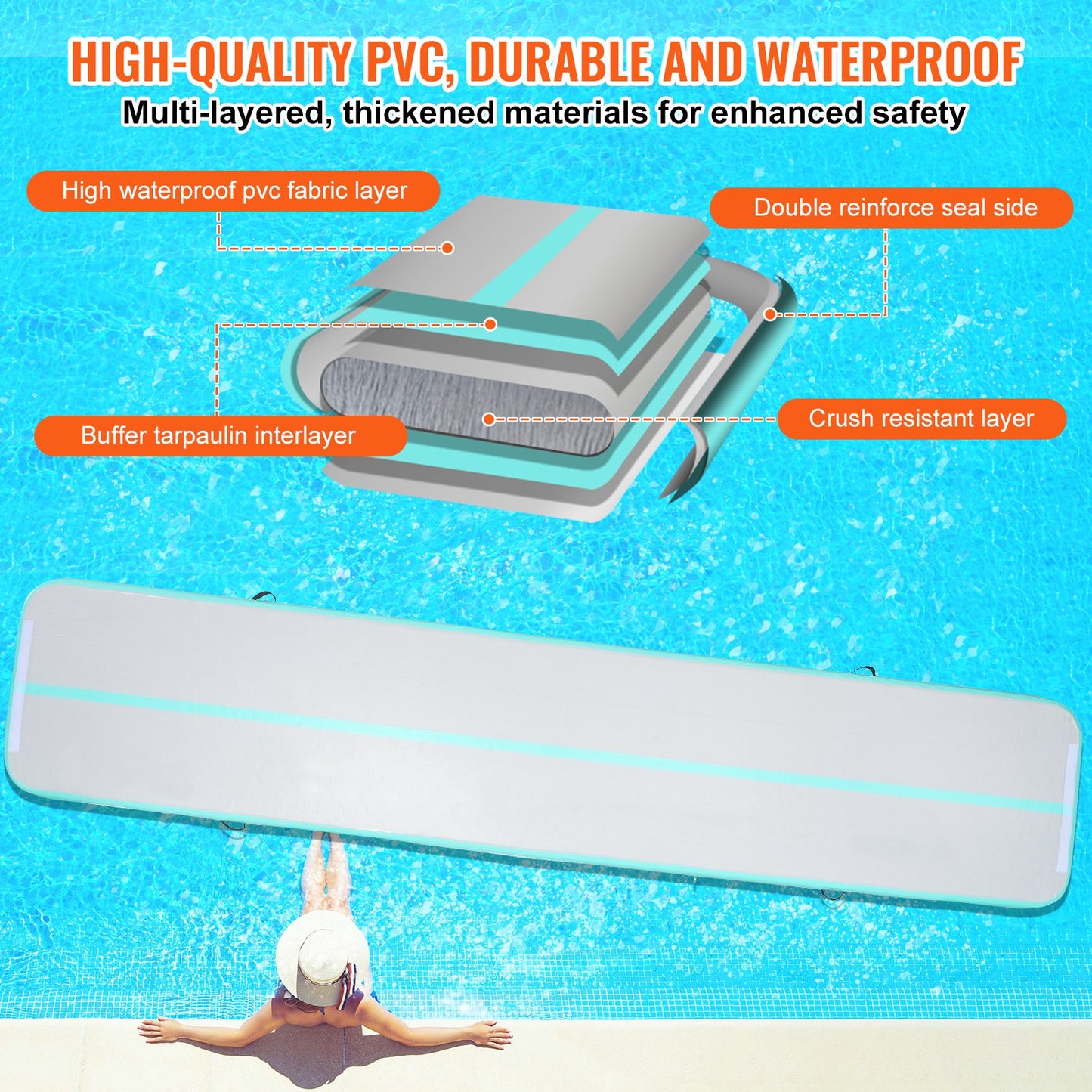 16FT Air Track Aufblasbare Training Tumbling Gymnastik Gym Matte mit Pumpe