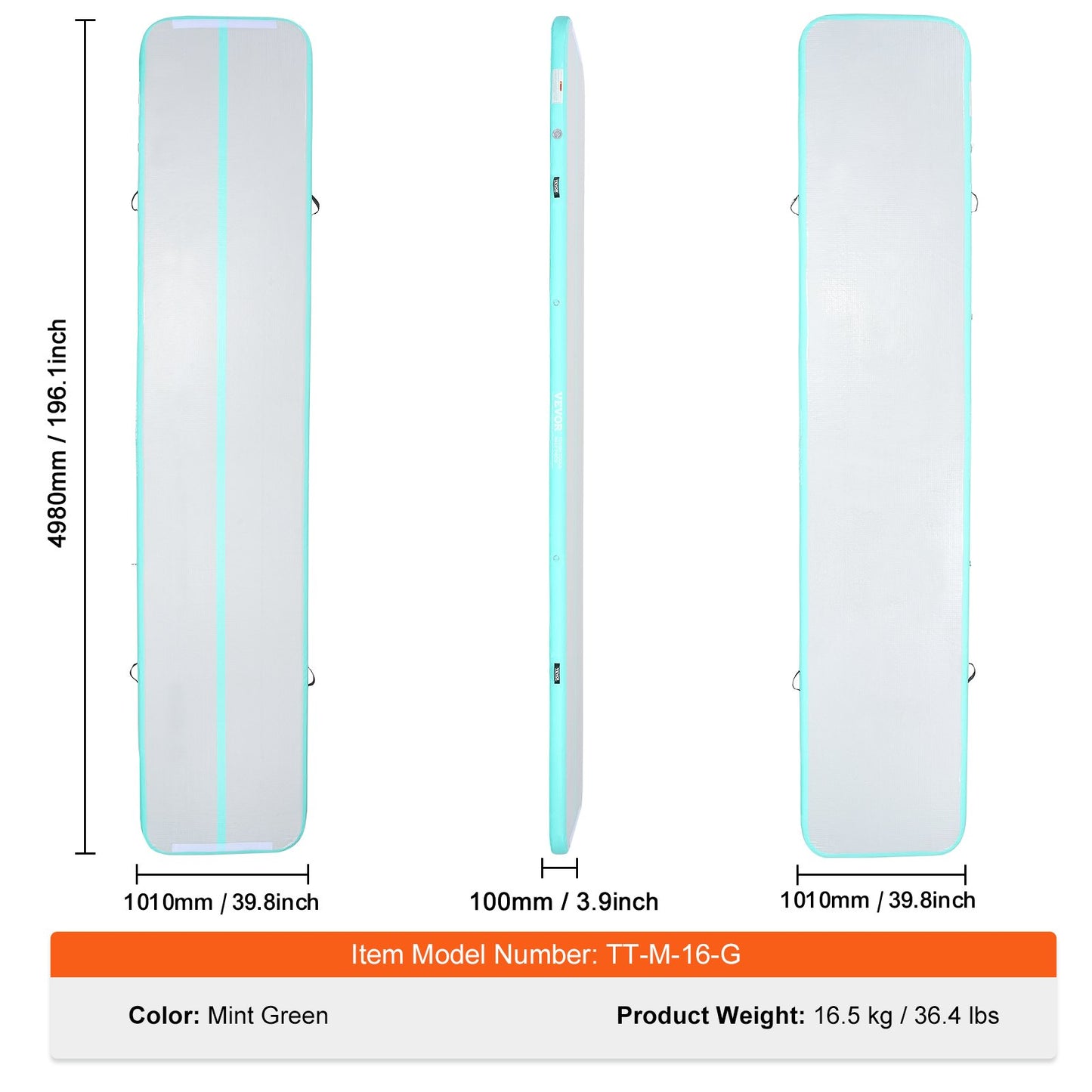 16FT Air Track Aufblasbare Training Tumbling Gymnastik Gym Matte mit Pumpe