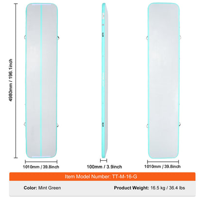16FT Air Track Aufblasbare Training Tumbling Gymnastik Gym Matte mit Pumpe