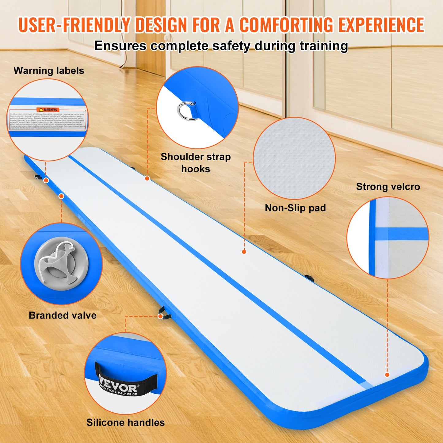 20FT Air Track Uppblåsbar träning Tumbling Gymnastik Gymmatta med pump